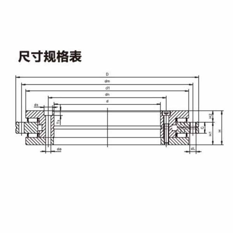 YRT標準系列軸承尺寸規格圖1